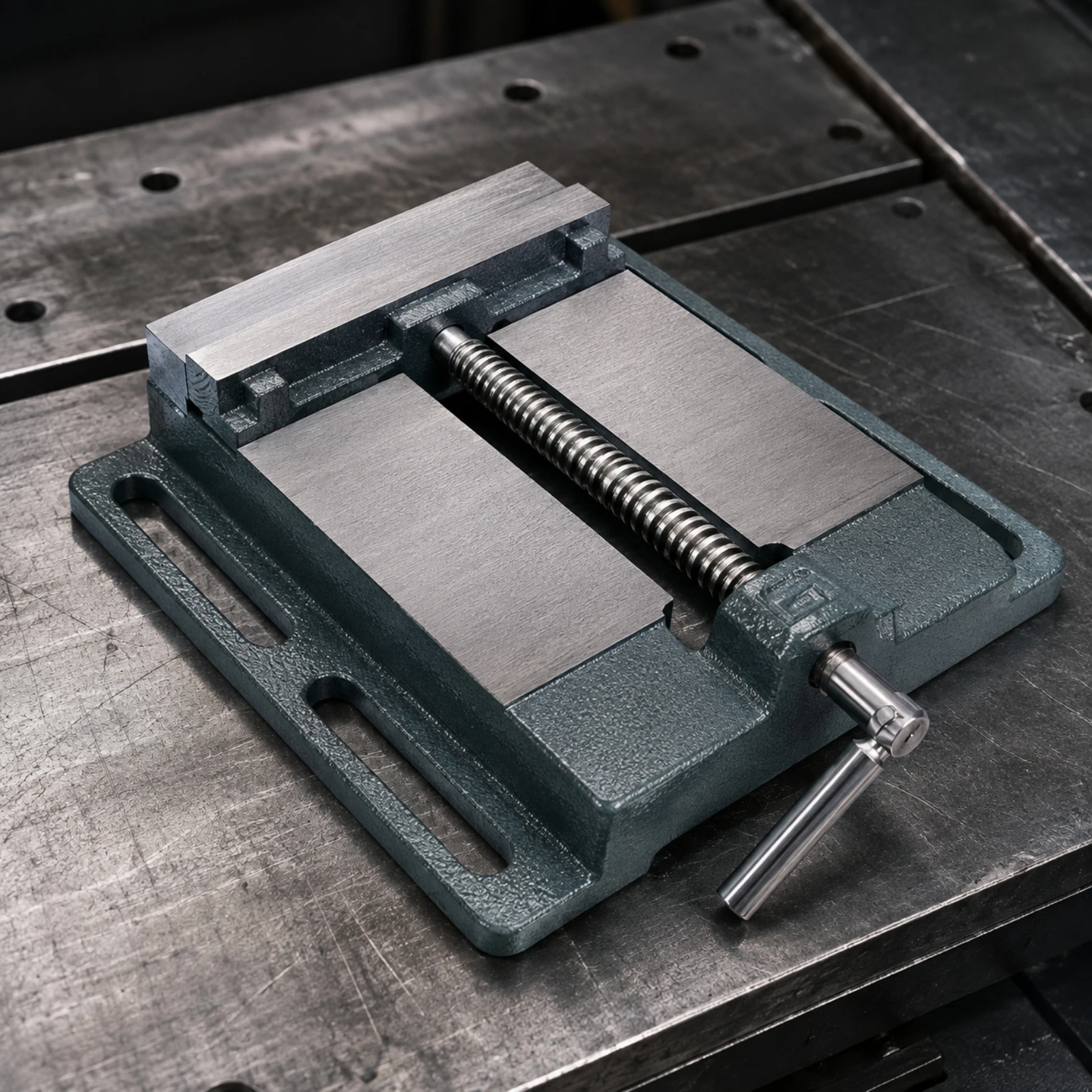 Cast-Iron Bench Vise Textured Gripping Surfaces Bench Vise with Steel Jaw Plates Heavy-Duty Secure Grip for Home Workshop