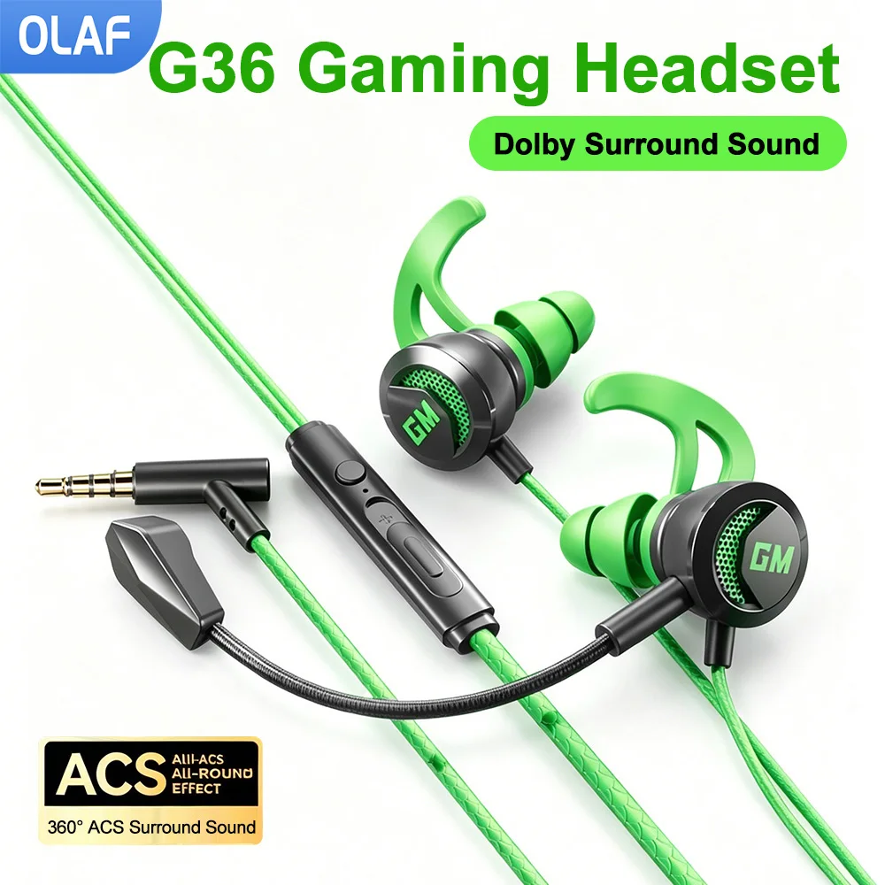 Type-C/3.5mm Wired Headphones With Microphone Gaming Headset E-Sports Hifi Bass Stereo Earphones Volume Control For Phone Tablet