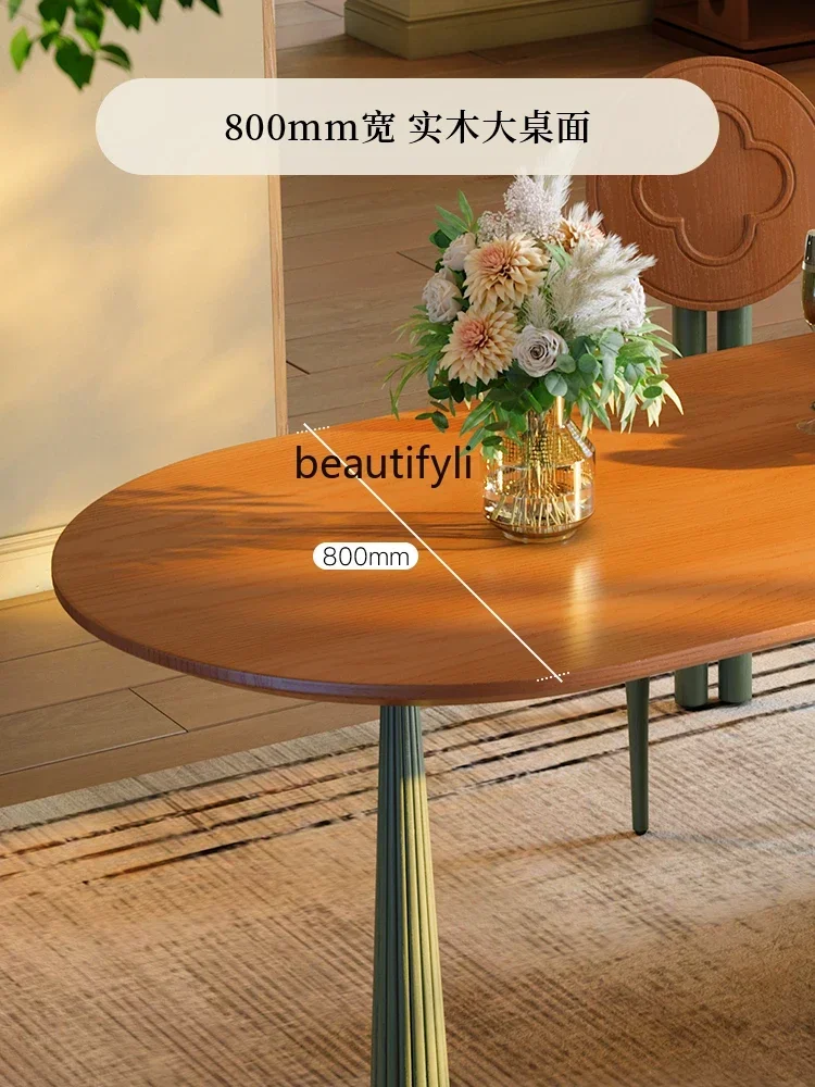

YH5 Island table integrated household retractable French retro style restaurant ash wood solid wood antique style dining table