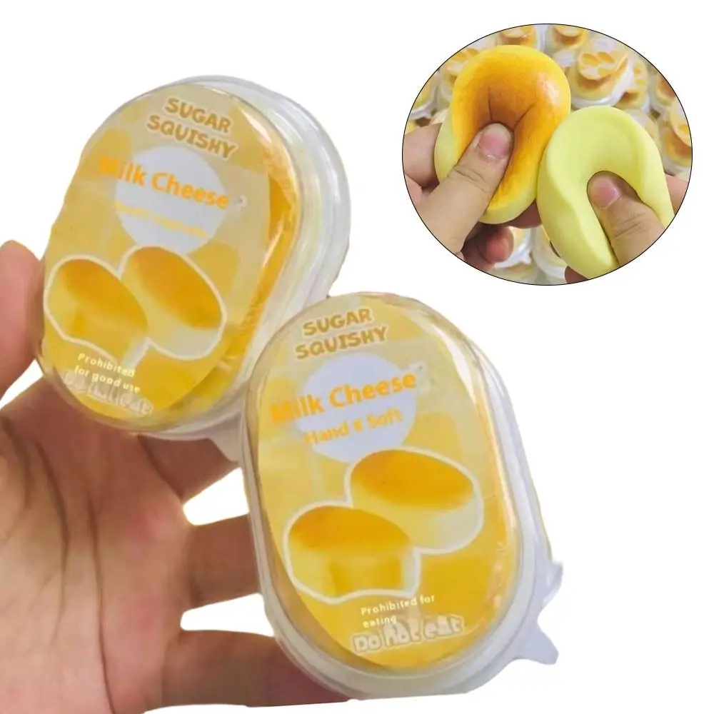 Durable Squishy Simulated Cheese Bread Squeeze Toy Slow Rebound Soft Texture Squeeze Fidget Toy Food Shaped Sensory Toy