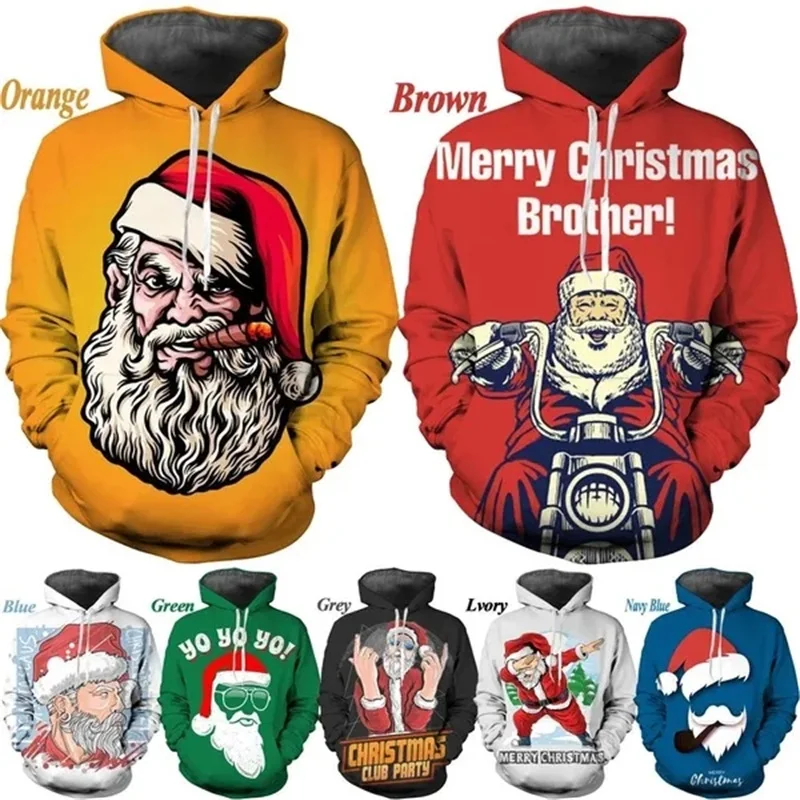 

3D Print Christmas Graphic Hoodie For Men And Women Casual Santa Claus Elk Pullover Sweatshirts Men's Oversized Streetwear Top