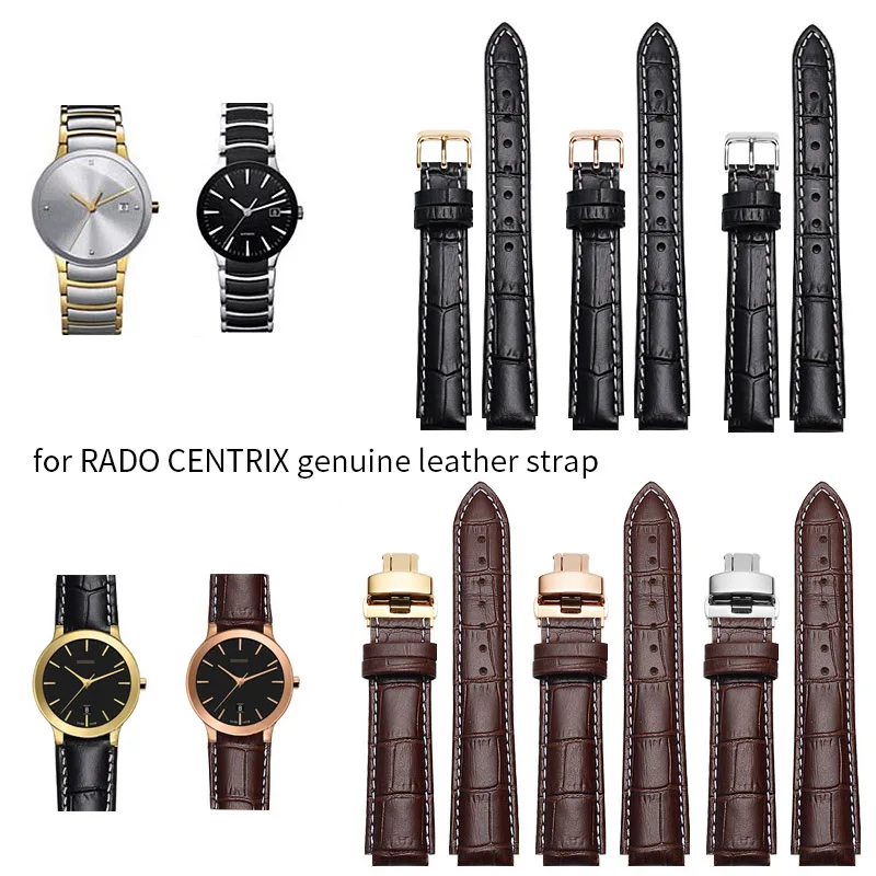 Correa de reloj de cuero con boca convexa de 20x16mm para correa de reloj Rado CENTRIX R30939125 reemplazar pulseras 16x12mm correa de reloj de piel de vaca