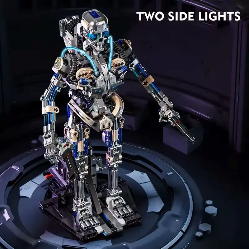 مجموعة روبوت الهيكل العظمي الميكانيكية التقنية الإبداعية مع مكعبات بناء خفيفة من الطوب نموذج عالمي للأولاد ألعاب تجميع لهدايا الأطفال