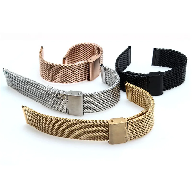 18/20/22/24mm Universal wristband Folding buckle 304 Stainless steel watch strap for Huaweui Samsung SEIKO Tissot Longines