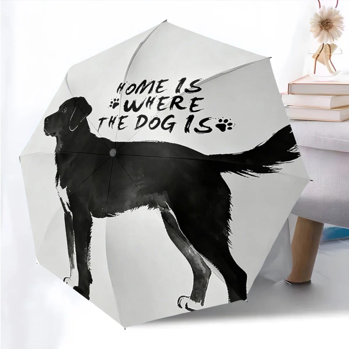 1PC Dog-Themed Umbrella for Pet Lovers Print 8 Iron Ribs Folding Umbrella Auto-Open Fashion Sunshade
