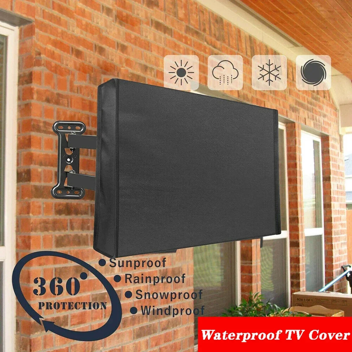 Outdoor TV Cover Waterproof Black Oxford Fabric Modern Simple 22\