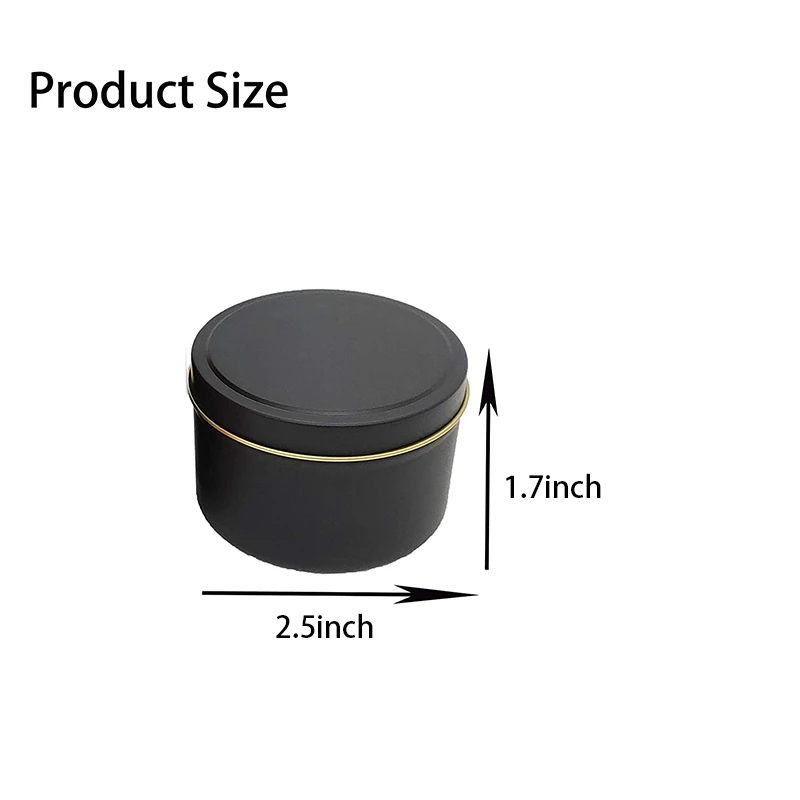 Candle Tins 24 Piece 4 Oz Metal Candle Containers for Making Candles Arts & Crafts Dry Storage Black