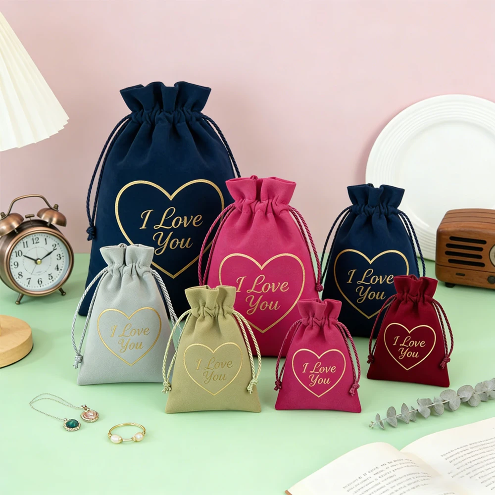 

Персонализированные подарочные мешочки для украшений с логотипом: шикарные маленькие зеленые свадебные сувенирные пакеты из микрофибры для ожерелий и серег