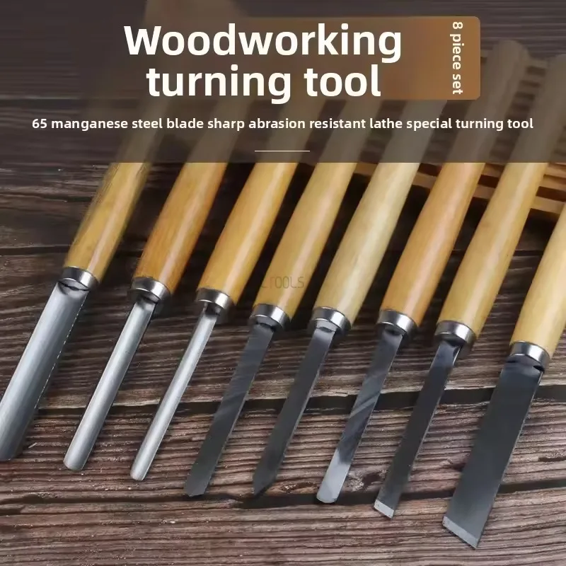 New 8Pcs/set Wood Carving Knife Lathe Chisel Set Turning Tools Woodworking Gouge Skew Parting Spear Carpenter Tools Durable