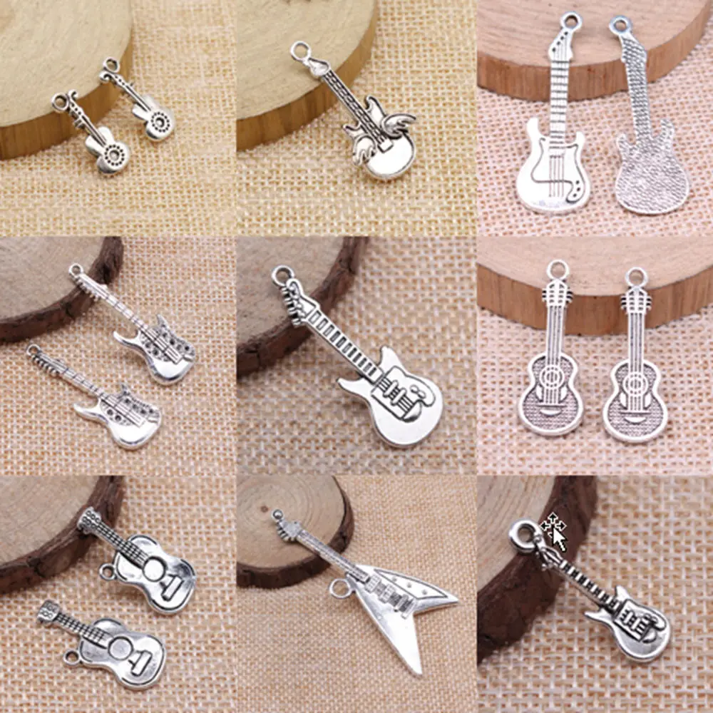 Electric Guitar Charms For Jewelry Making DIY Pendants For Gift Bulk