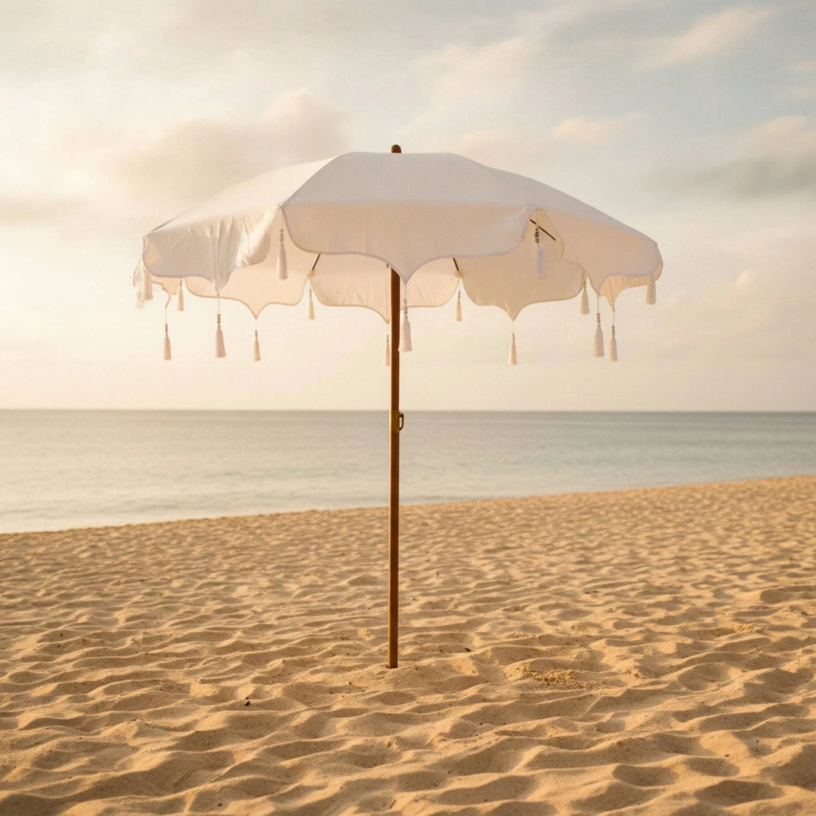 Shade Umbrella with Tassels Bohemian Umbrella with Fringe Boho Umbrella Lightweight for Beach, Yard