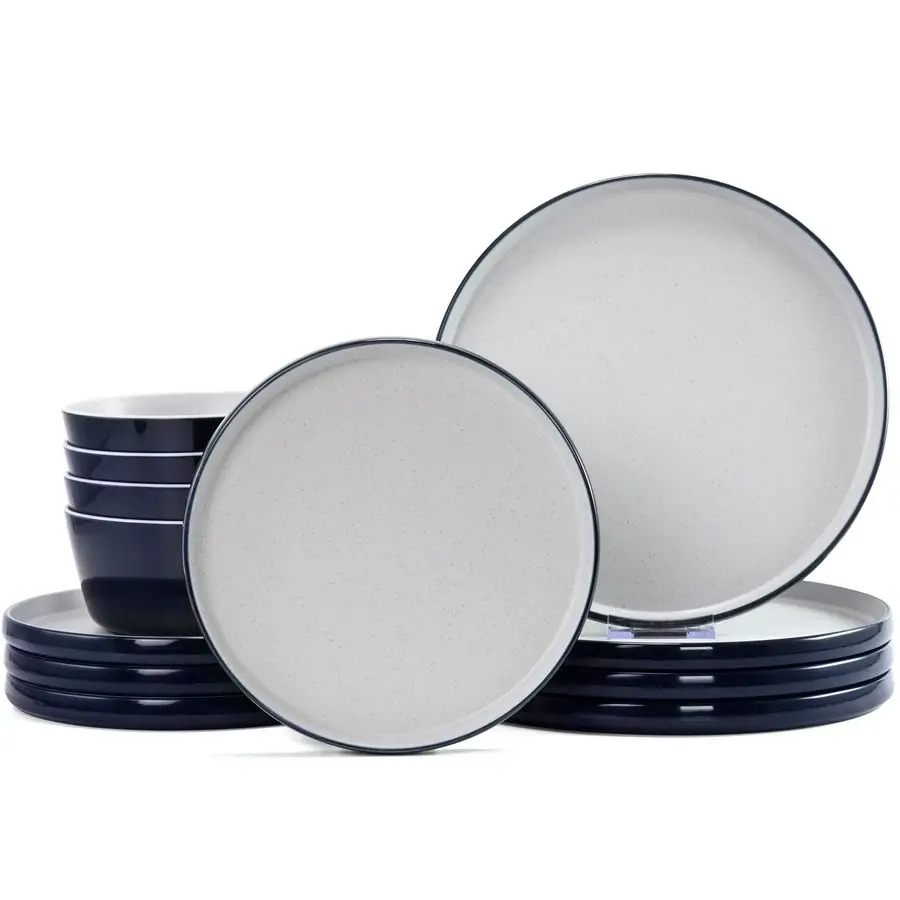 

Наборы посуды, набор тарелок и мисок на 4 персоны, 12 предметов, с обрезиненными краями, легкие и многоразовые наборы посуды для кемпинга, для дома