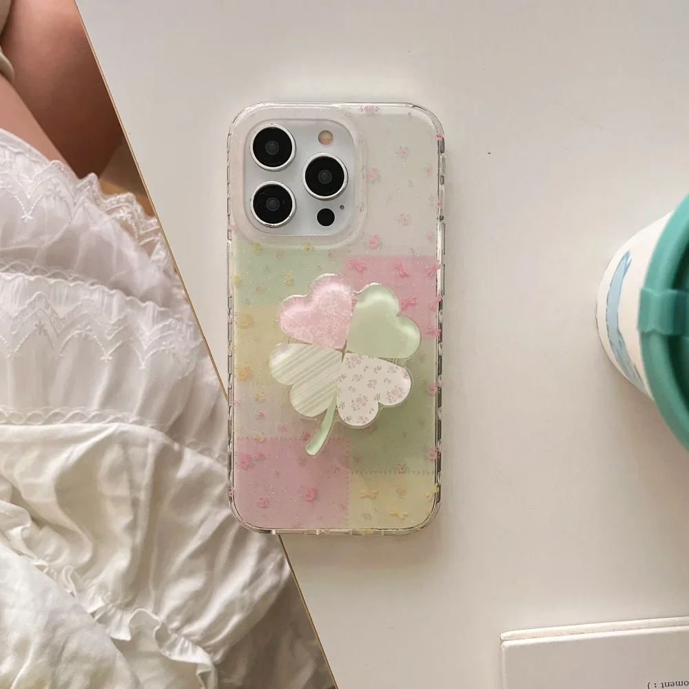 

Poignée Love Clover Adaptée Au Поддержка Téléphone Adapté Au Поддержка De Téléphone Samsung IPhone 16 17