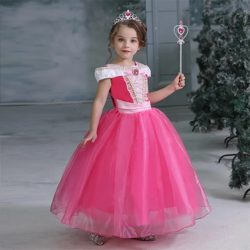 Fancy Princess Dress for Girls Sleeping Beauty Aurora Cosplay Clothes Birthday Carnival Party Outfits Halloween Costume for Kids