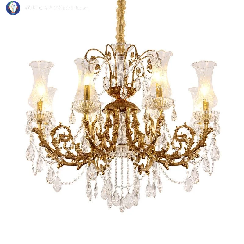 

Современная европейская люстра из латуни с кристаллами, роскошная, для гостиной, столовой, домашнего декора