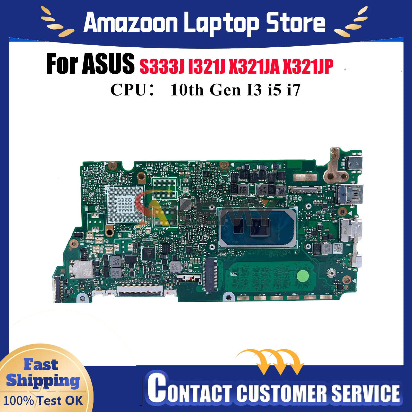 

X321JA Laptop Motherboard For ASUS VivoBook X321J S333J X321JA X321JP X321JQ I321J Mainboard With 10th Gen I3 i5 i7 tests OK stk