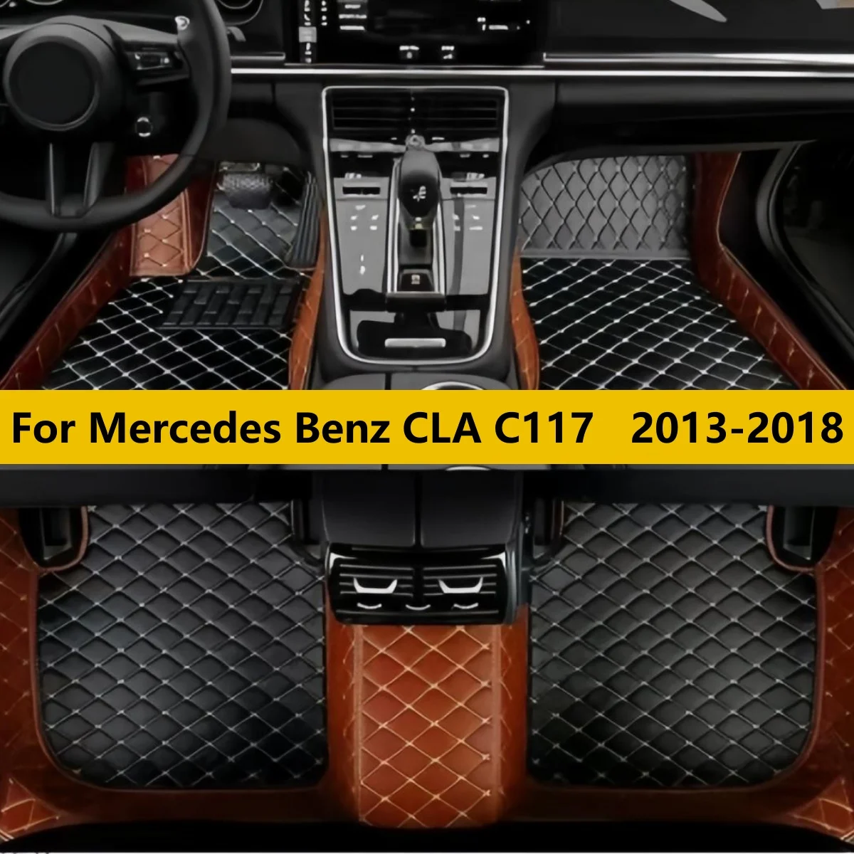 

Custom Leather Car Floor Mat For Mercedes Benz CLA C117 2013 2014 2015 2016 2018 Leather Carpet Auto Interior Accessories