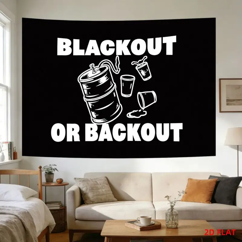 VIKAMA Fun Drinking Sign Tapestry Humorous Wine Barrel Glass Wall Hanging Living Room Home Decor