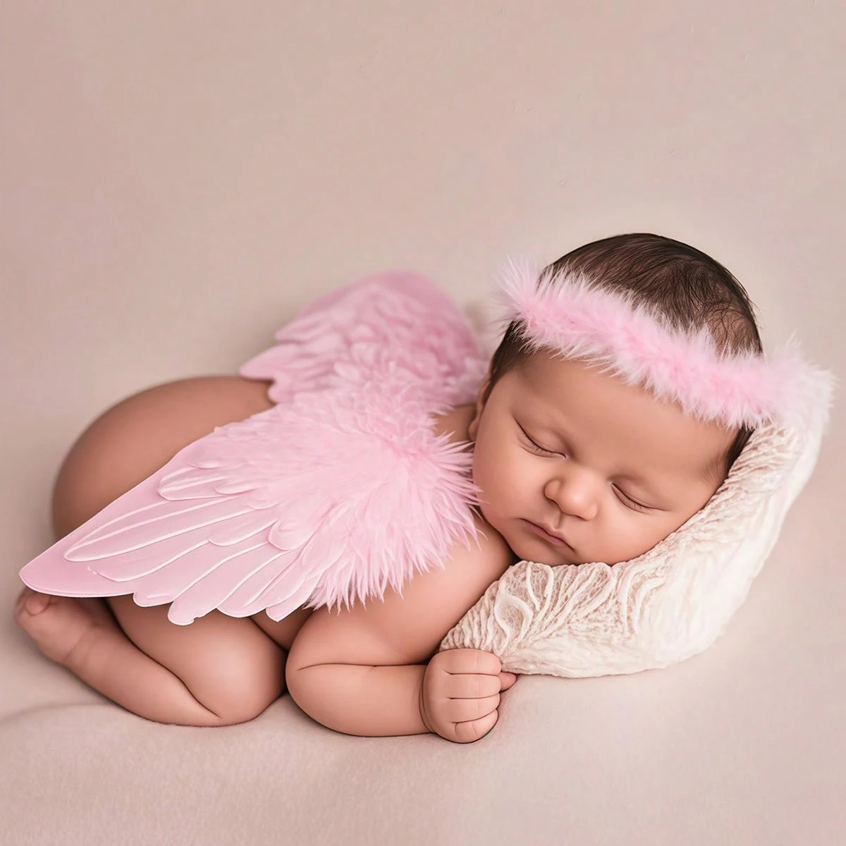 New Handmade Flower Headband Angel Feather Wings Baby Photography Props Baby Fashion Suit Birthday Party Dress Gift - view 3