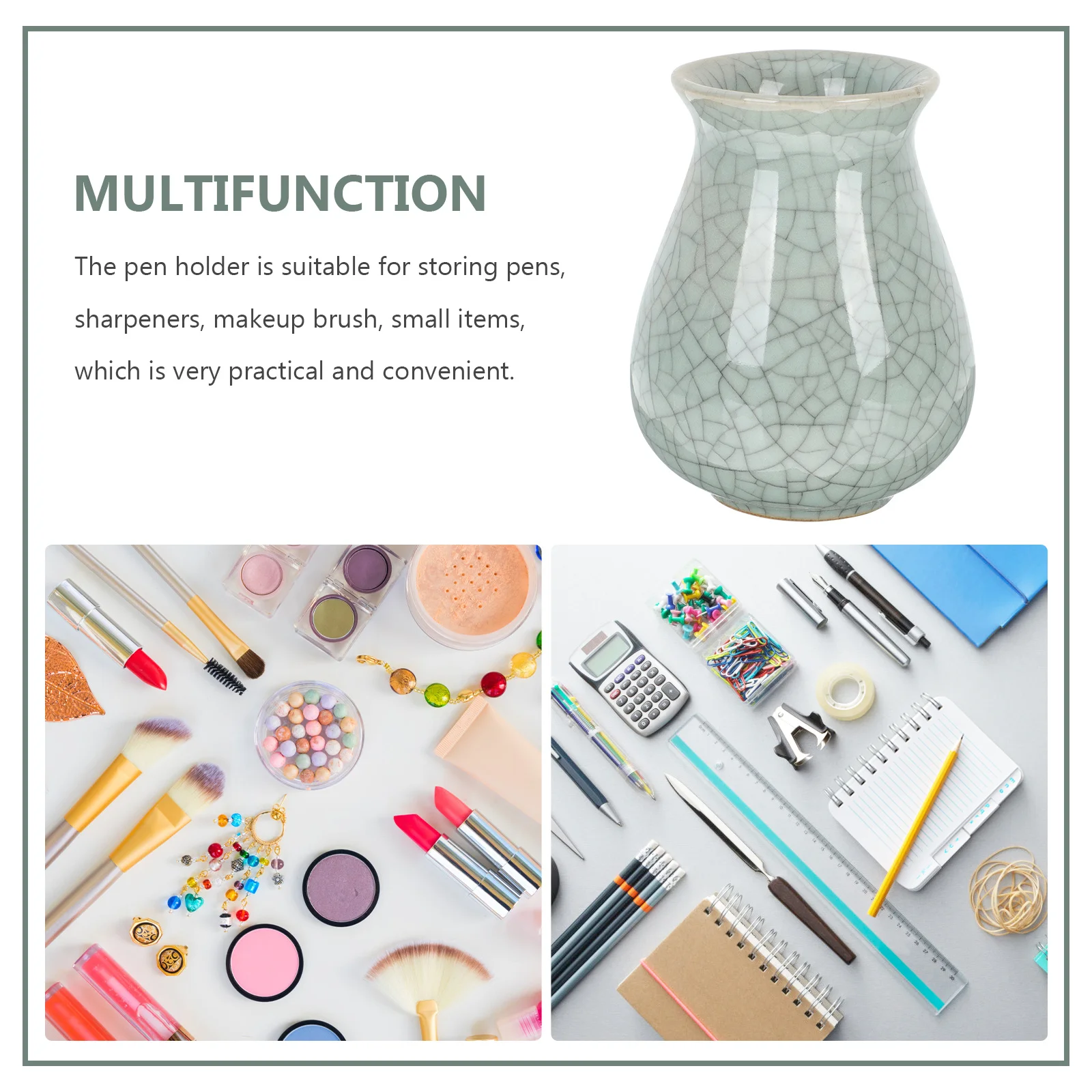

Multi-Functional Ceramic Pencil Organizer Desk Stationery Holder Pen Cup Brush Storage Box Desktop Organizer for Office Study