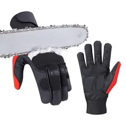 Chainsaw Glove Cut Resistant Goat Leather Left Hand 17 Layer Anti-Chainsaw Lining Class 1 Red/Black