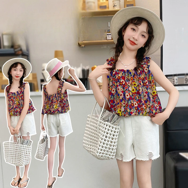 

Girls Clothes Suits Children 2024 New Spring and Summer Fashion Top and Trousers Simple Casual Two-piece Set Clothes Children