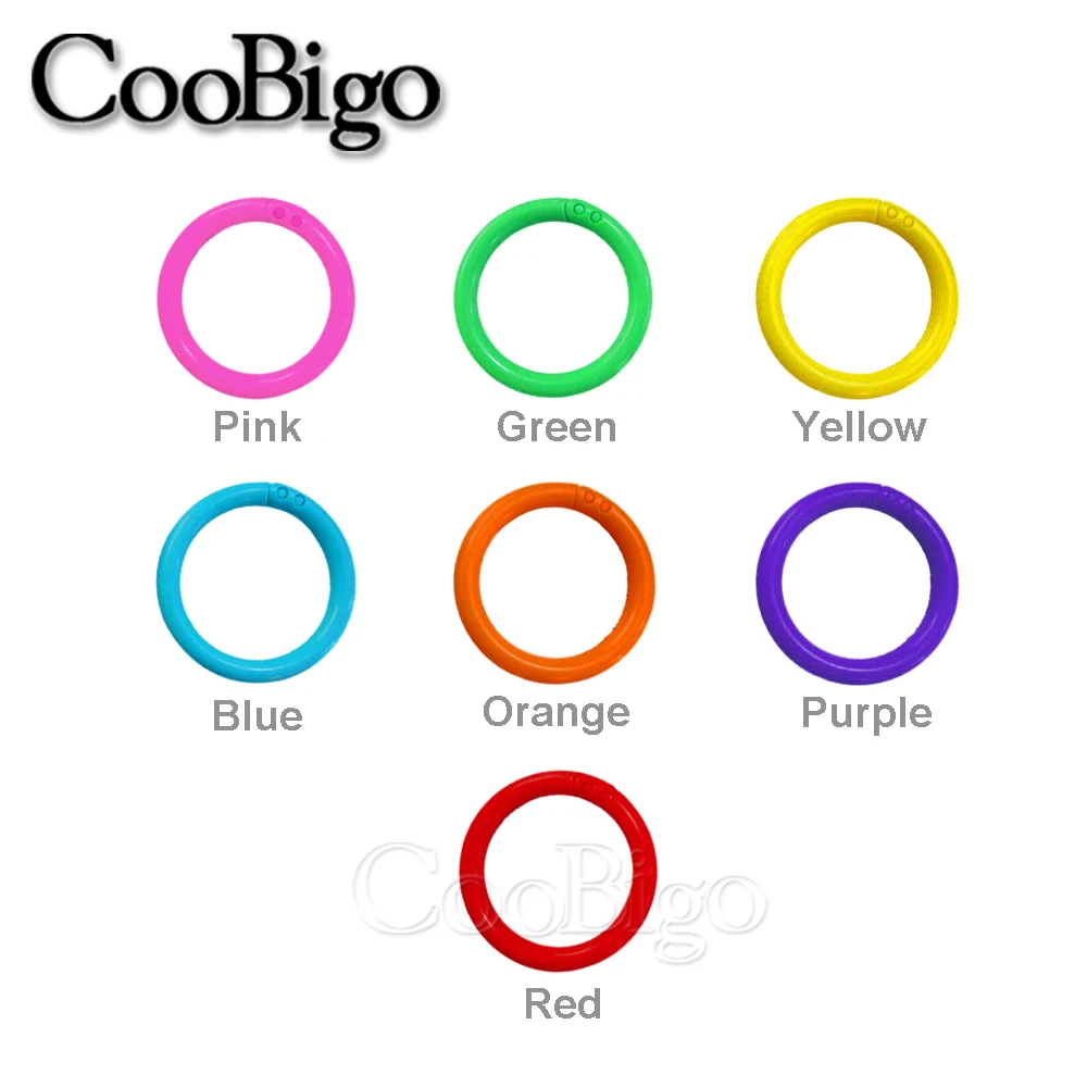 50pcs Loose-Leaf Binder Ring O Rings Plastic for Notebook Key Calendar Album Office DIY Supplies Colorful Inner Dia 28mm