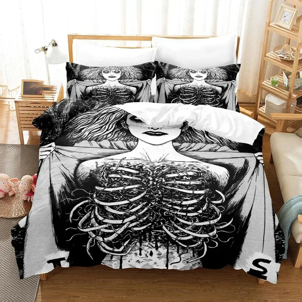 

3D Print Anime Junji Ito Manga Bedding Set Bedroom Soft Modern Bedspreads Comefortable Duvet Cover Quilt Cover And Pillowcase