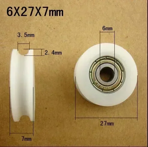 U Groove 6x27x7mm Sliding Glass Door Roller  Roller bearing