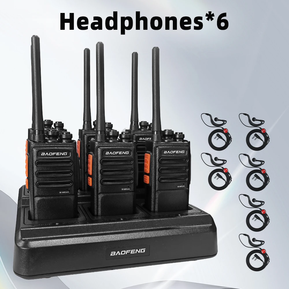 6-Pack Baofeng 888S PLUS Walkie Talkies UHF 400-470MHz BF-888S Portable 16-Channel Long-Distance Professional Range 3-5km Radio