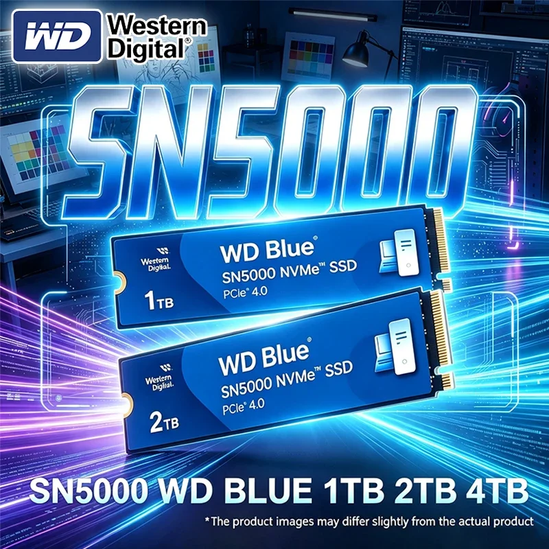 Western Digital SN5000 WD Blue 1T 2T 4TB SSD PCIe Gen 4.0 NVMe M.2 2280 Internal SSD Hard Drive for Laptop Gaming Desktops