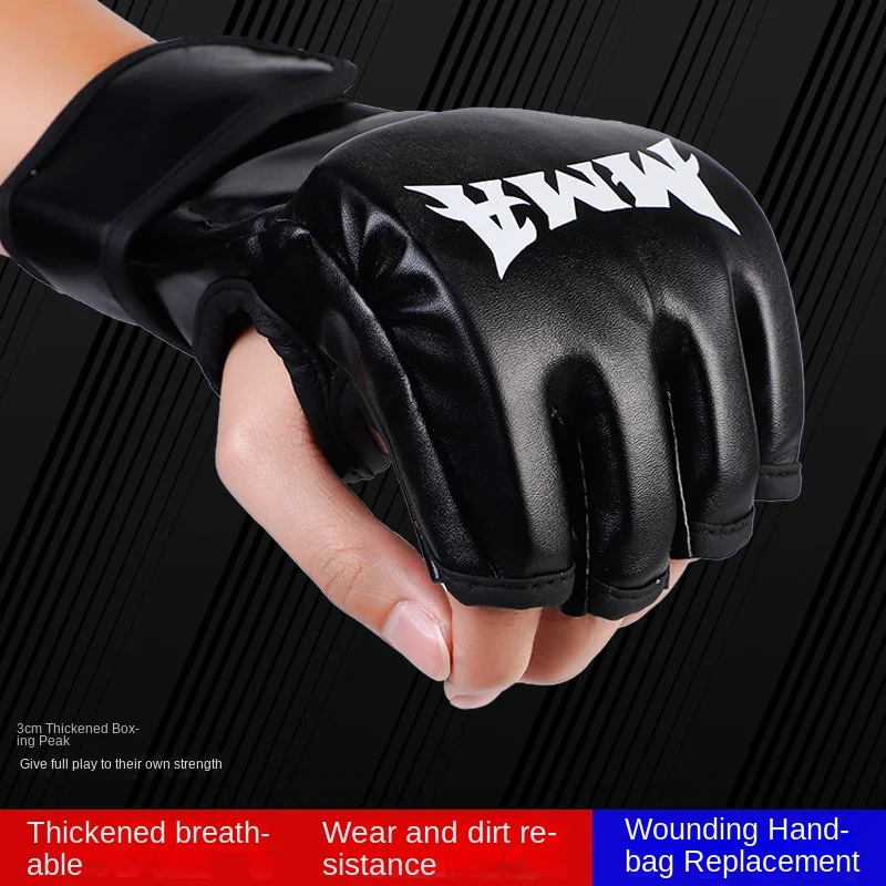 Boxing Gloves Half Finger Adults Boxing Fighting Sandbag UFC Training MMA Sanda Karate Muay Thai Fitness Taekwondo Protector