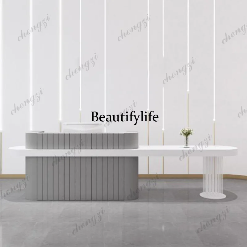White Display Reception Desks Corner Design Minimalist Salon Reception Desks Company Modern Comptoire Accueil Trendy Furniture