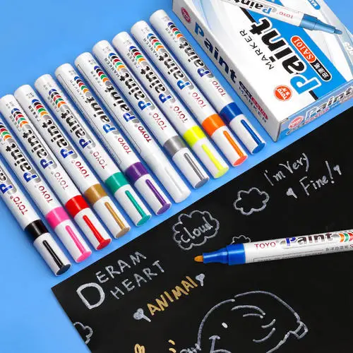 1pc Waterproof Color Markers Durable White Markers Pneumatic Markers Rubber Fabric Metal Paint Permanent Face Paint Marker Pen