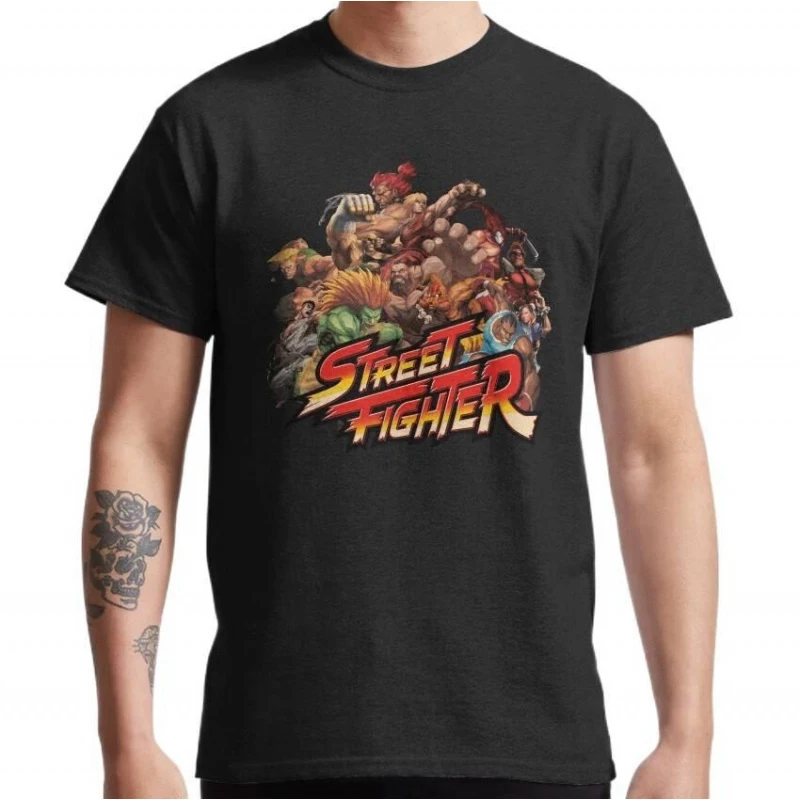 

0624 Street Fighter Retro Combat Gift t shirt Arcade game Graphic Tee 100% cotton printed Y2K Clothes Large size Tops S-6XL