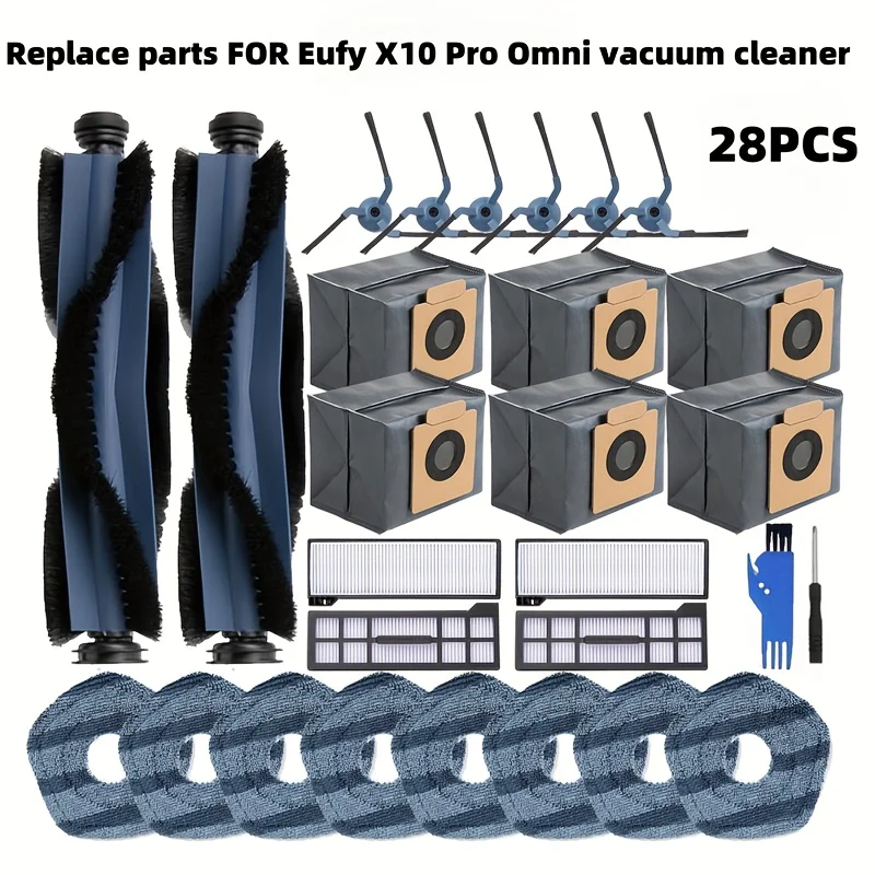 28-Piece Replacement Parts Kit For Eufy X10 Pro Omni Robot Vacuum