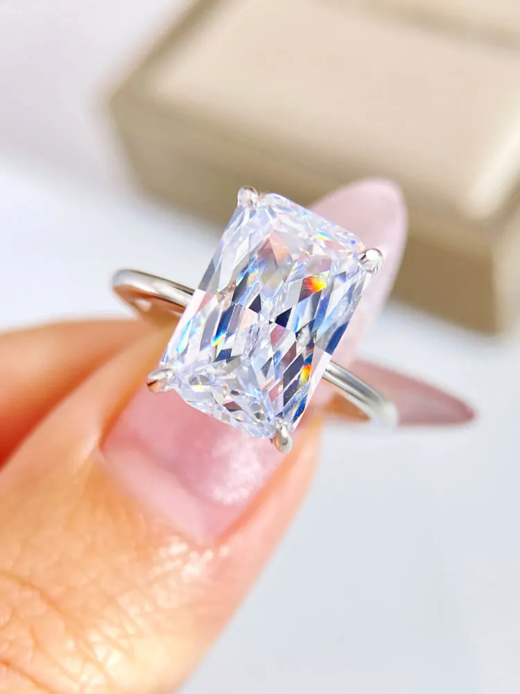 

DWJ 925 Sterling Silve 1-5CT Zircon Gorgeous Shiny Rectangle Ring For Women Engagement Wedding Luxury High Quality Fine Jewelry