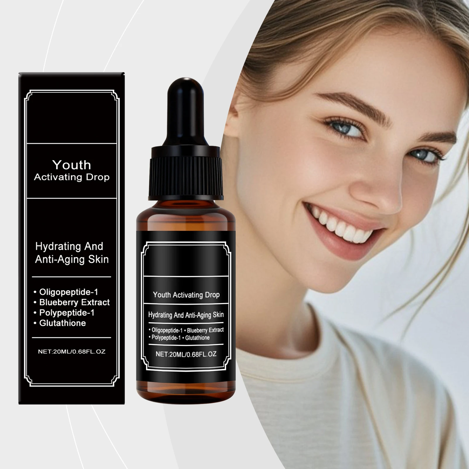 Midnightblue Youth Activating Gota sin perfume Antienvejecimiento por el cuidado hidratante de la piel de arándanos calma al instante la irritación del calor