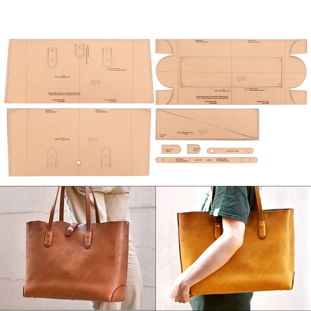 

DIY Handmade Leather Craft Classic Vintage Tote Bag Acrylic Template Handheld Bag Kraft Paper Pattern Drawing Pattern