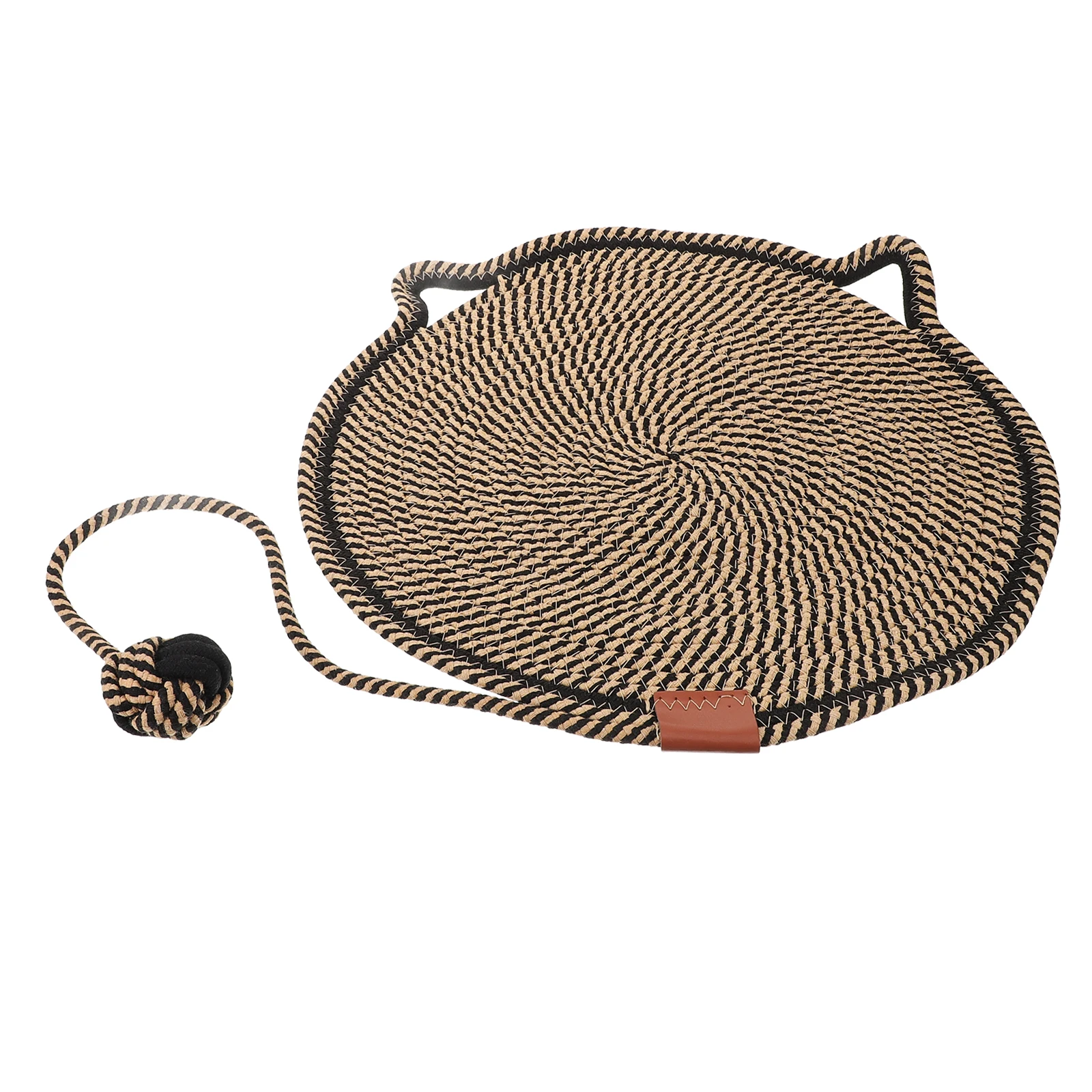 

Lovely Cotton Scratching Mat Floor Scratcher Plaything Claw Grinding Durable Nonslip Round Cat Bed Lanyard Scratch Board