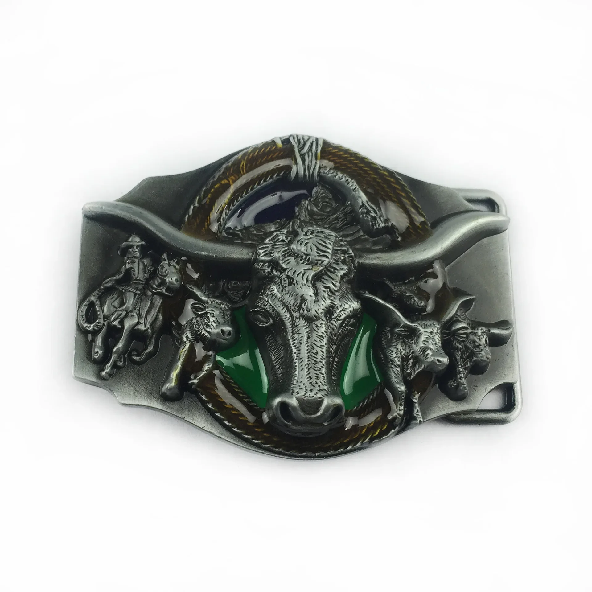 الرجعية النمط الغربي Bullhead حزام مشبك عارضة الأزياء التبعي #4