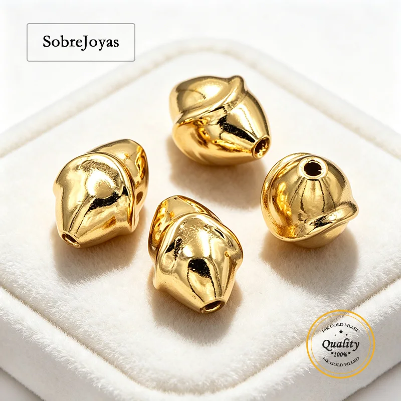

14k Gold Filled Oval Beads Geometry Bead Tarnish Resistant Gold Bead for DIY Jewelry Making Accessories