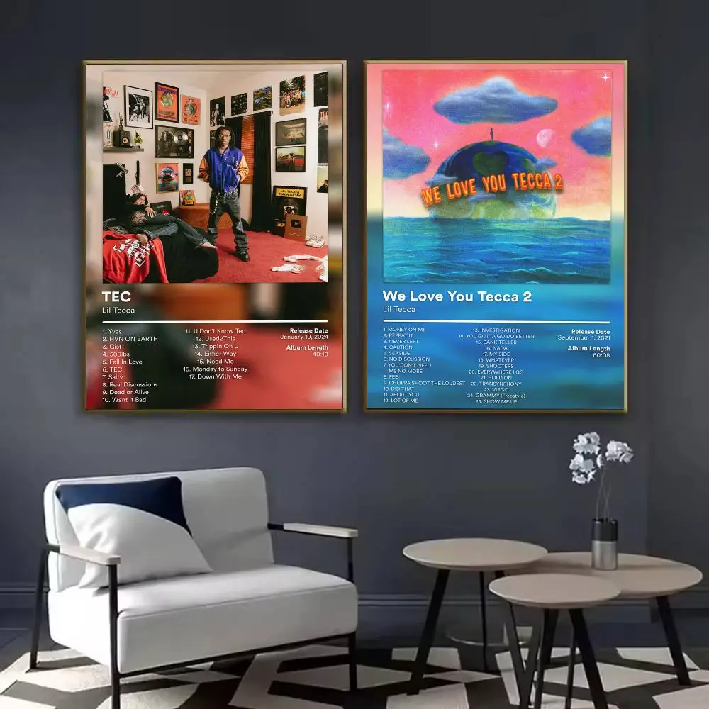 Singer Rapper L-Lil Tecca Album Poster Waterproof Sticky Wall Art Print For Bedroom Living Room Hallway Bar Home Decor