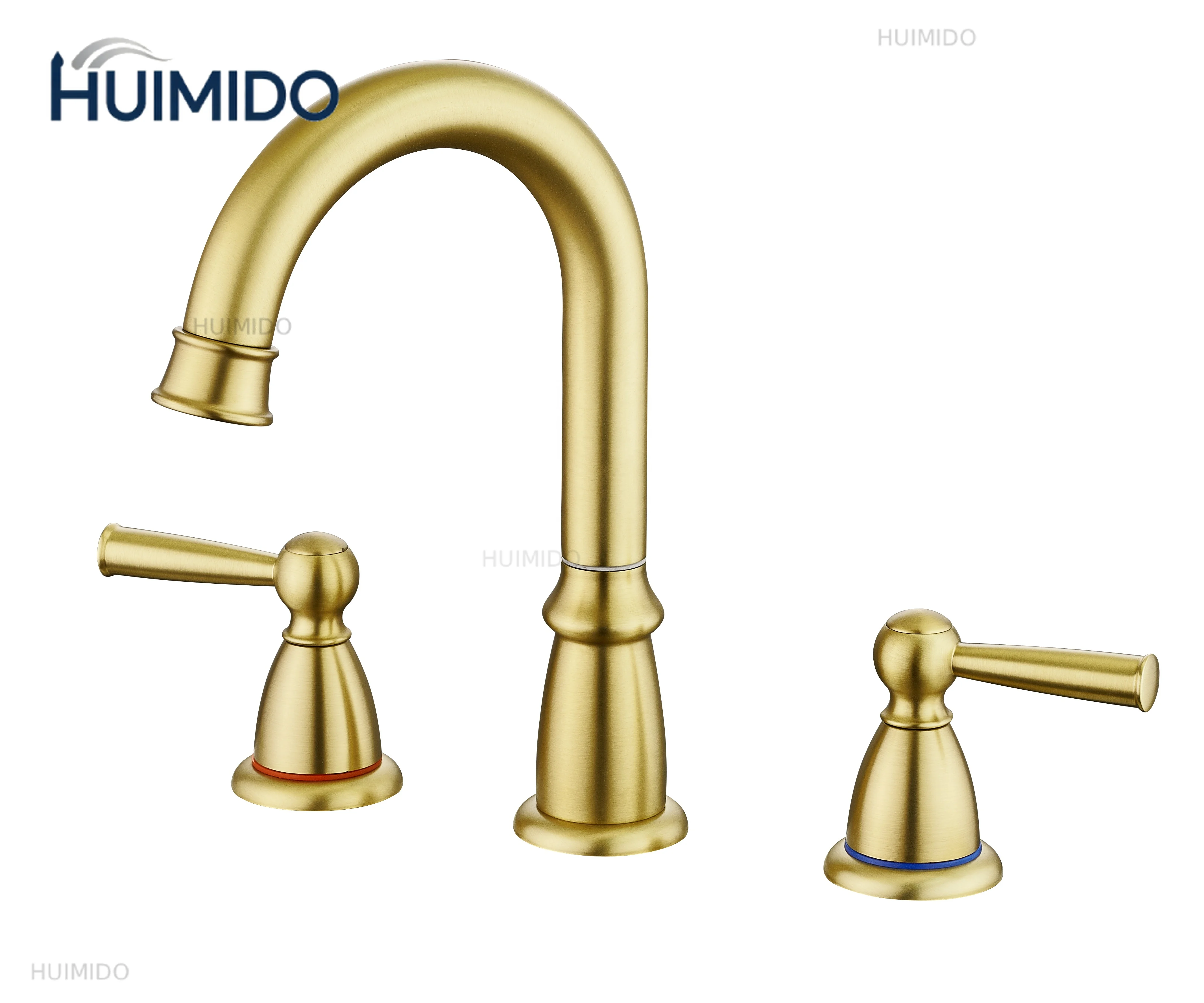 Home Bathroom Vanity - صنبور حوض بثلاث فتحات ومقبضين مزدوجين،