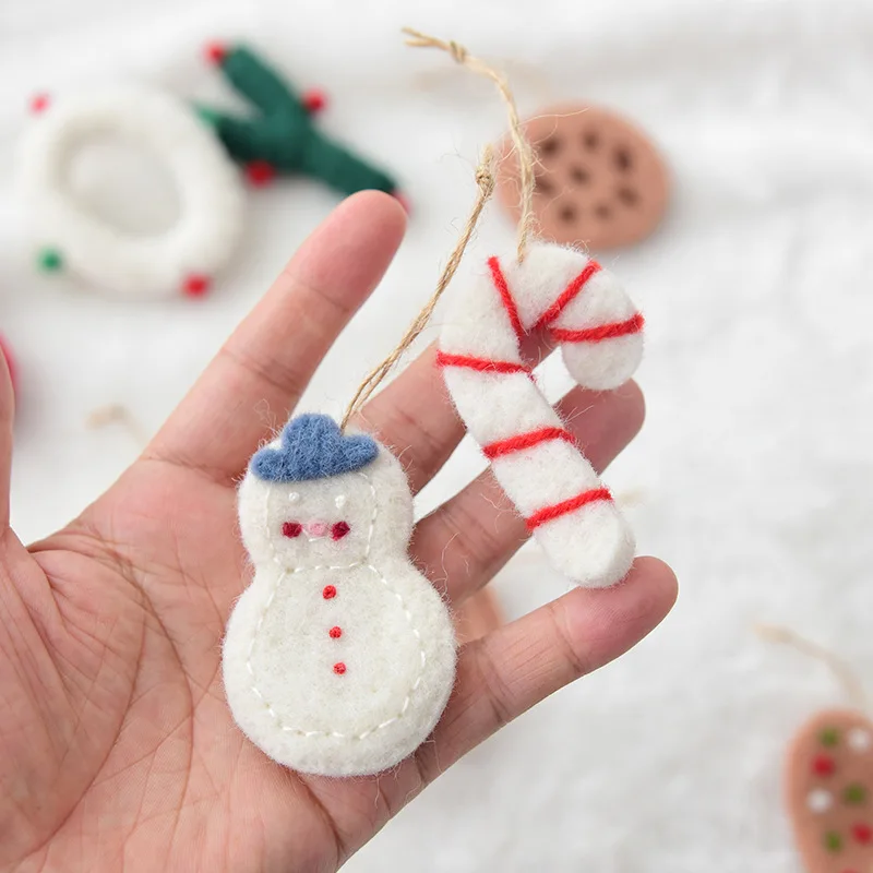 Christmas Wool Felt Pendant Felt Snowman Gingerbread Man Xmas Tree Hanging Ornaments DecorationNew Year Party Kids Gifts Navidad