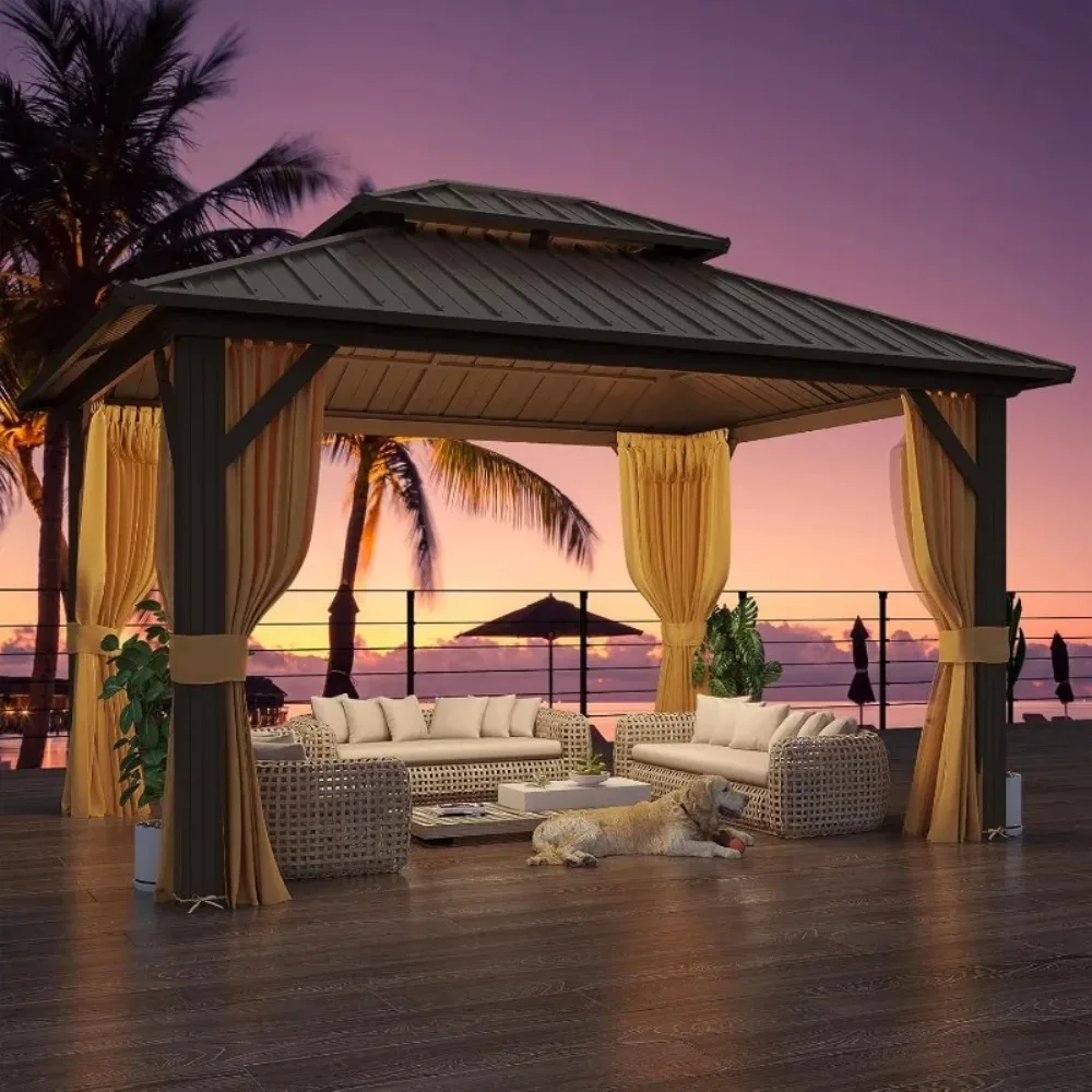 شرفة فولاذية مجلفنة مقاس 10 × 12 قدمًا، جناح صلب مع شبكة للحفلات الخارجية #2