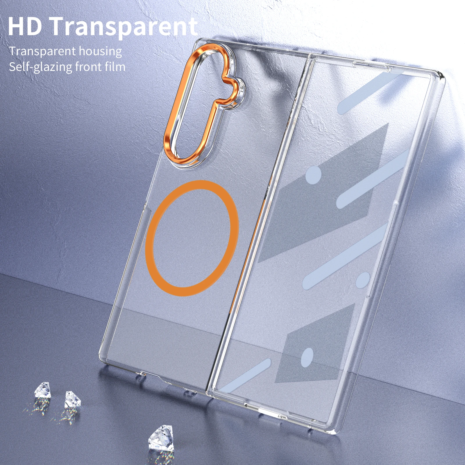 

Прозрачный магнитный чехол HD для Samsung Galaxy Z Fold 4 5 6 7, кристально прозрачный чехол с прозрачной защитной пленкой из закаленного стекла