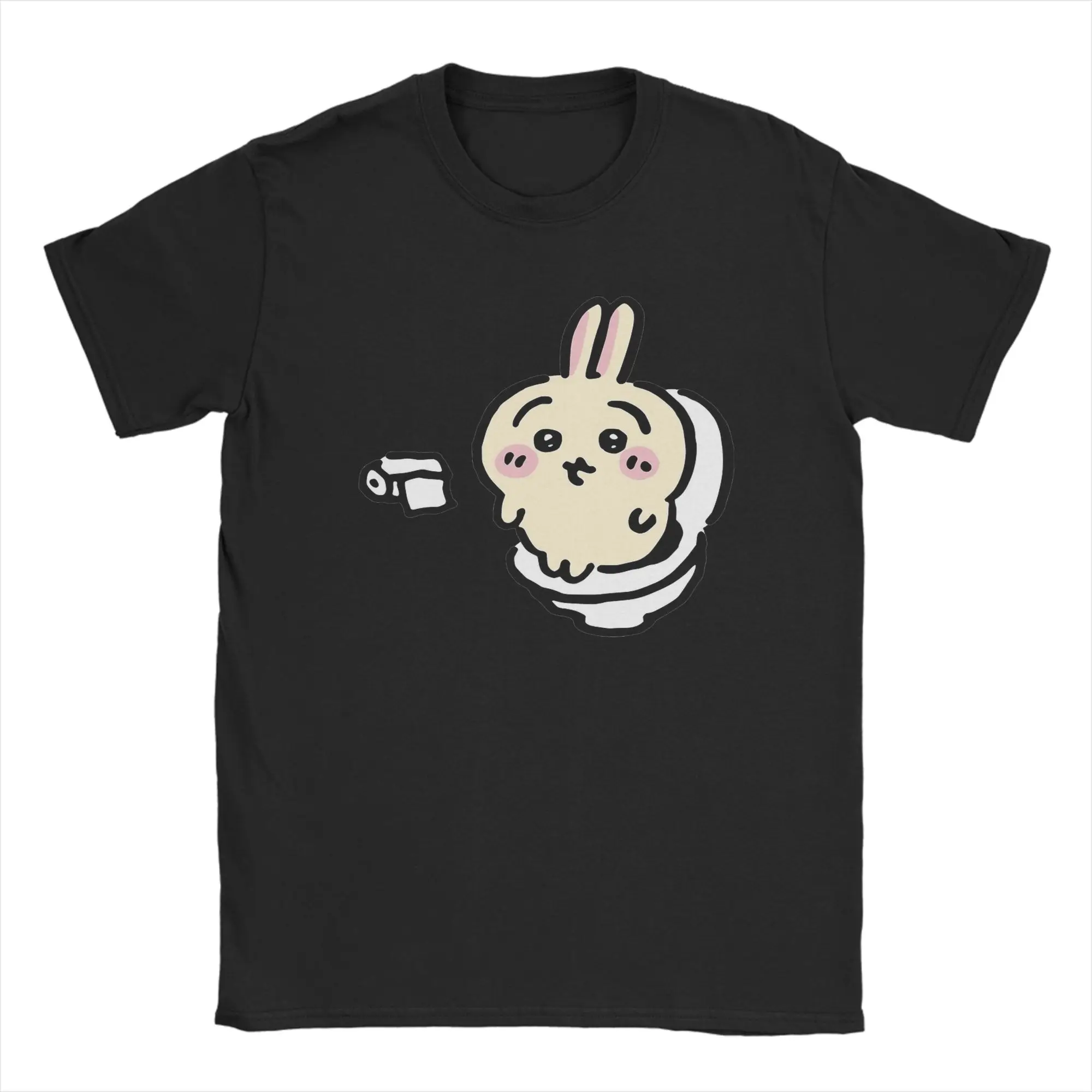 Herren-T-Shirt „Usagi on the Toilet Potty Chiikawas Hachiware Poop Meme“ aus 100 % Baumwolle, Rundhals-T-Shirt, Geschenkidee, T-Shirts