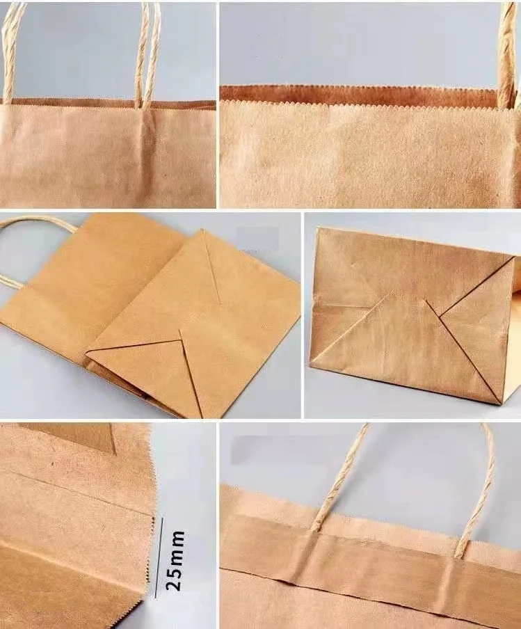 Kraft Paper Gift Bags With Handles 10/20/25/30/50/100PCS Shopping Carry Craft Brown White Bag DIY Bag Party Christmas Supplies