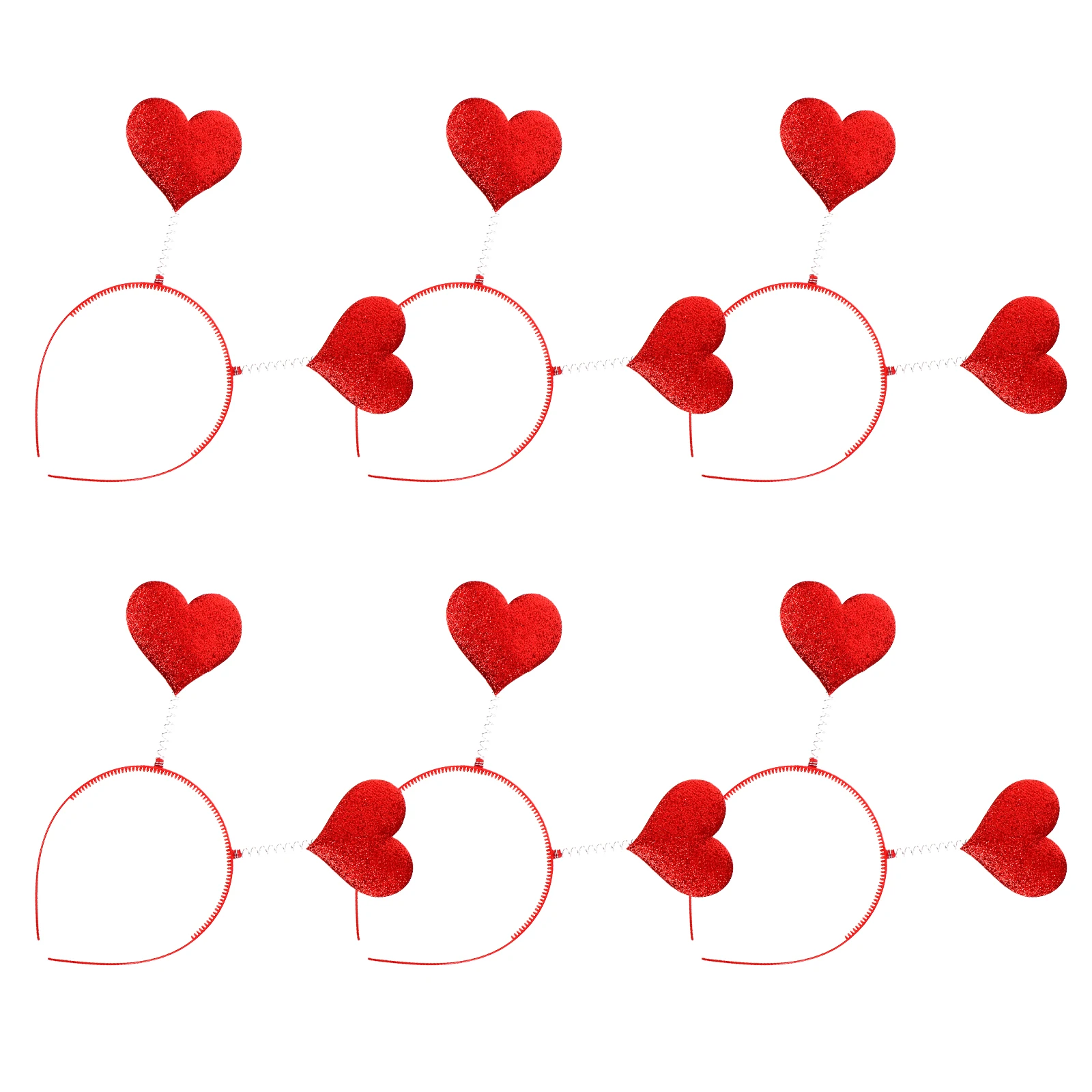 

6 шт., повязка на голову с красным сердцем, аксессуары для волос на День святого Валентина, прочный, легкий, удобный обруч для декора волос